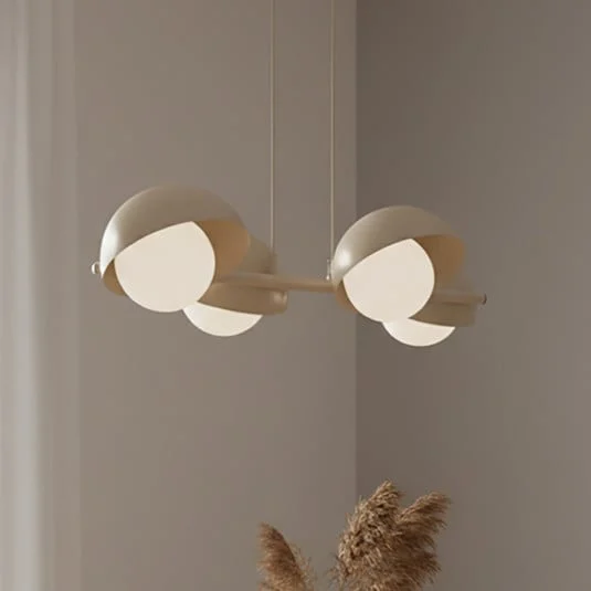Lámpara colgante Boom 4, beige, vidrio/acero, longitud 60 cm