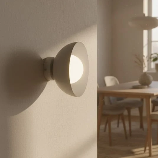 Aplique de pared Bibi K1, beige, acero/vidrio, Ø 18 cm