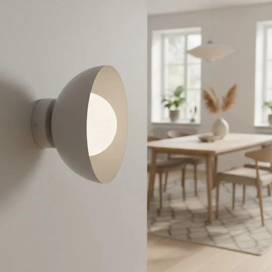 Aplique de pared Bibi K1, gris, acero/vidrio, Ø 18 cm