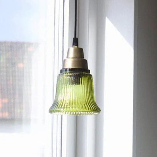 Lámpara colgante PR Home Emmi, verde/latón, cristal, enchufe, E27