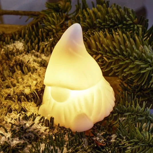 Figura decorativa LED Coco, blanca, altura 13 cm, cera, funciona con pilas