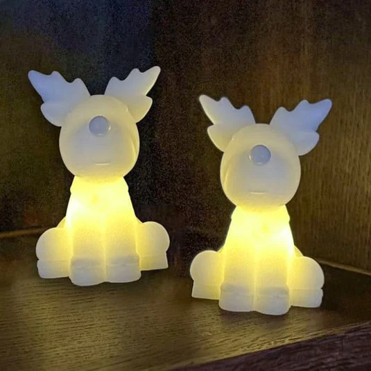 Figura decorativa LED Naja, blanca, altura 9 cm, juego de 2, batería de cera