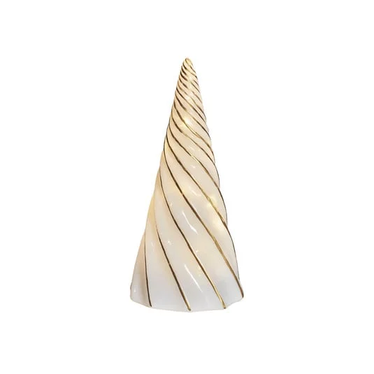 Figura decorativa LED Vilma, blanco/dorado, altura 24 cm, cristal, pilas