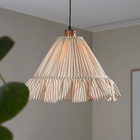 lámpara colgante PR Home Estrid, beige, tela, Ø 40 cm, E27