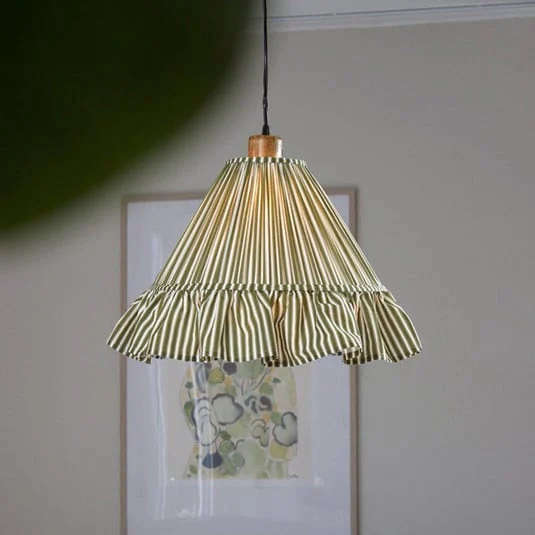 Lámpara colgante PR Home Estrid, verde musgo, tela, Ø 40 cm, E27
