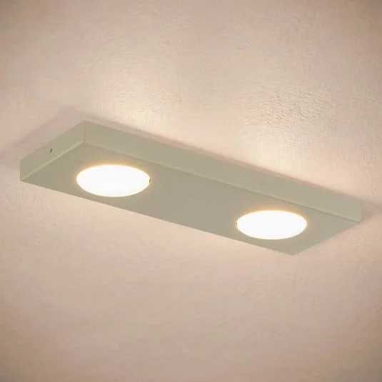 Lámpara de techo Hero, gris-beige, 2 luces, 35 x 12 cm, metal, GX53