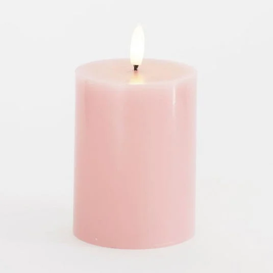 Vela LED Sille, rosa, altura 10 cm, cera, funciona con pilas