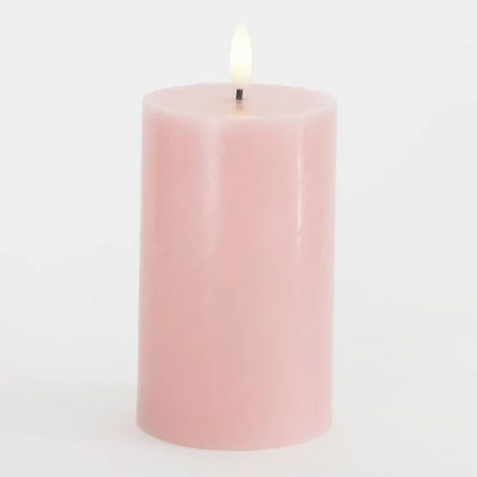 Vela LED Sille, rosa, altura 13 cm, cera, funciona con pilas