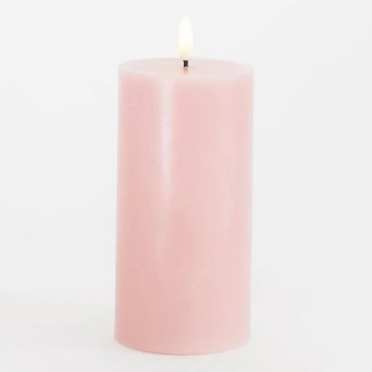 Vela LED Sille, rosa, altura 15 cm, cera, funciona con pilas
