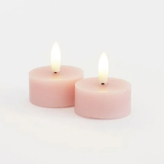 Vela LED Sille, rosa, cera, juego de 2, funciona con pilas