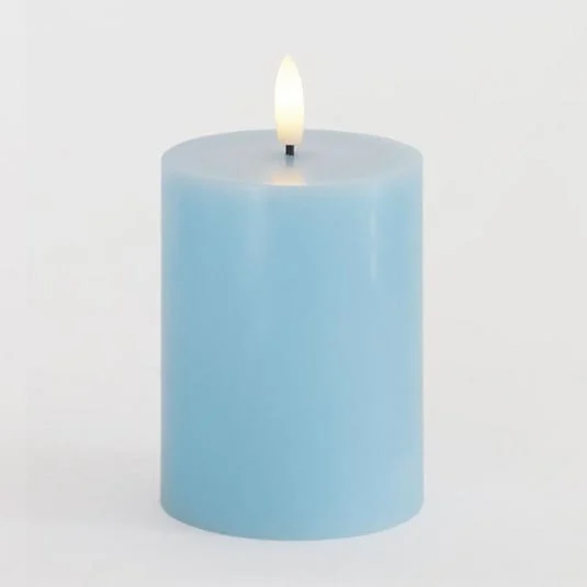 Vela LED Sille, azul, altura 10 cm, cera, funciona con pilas