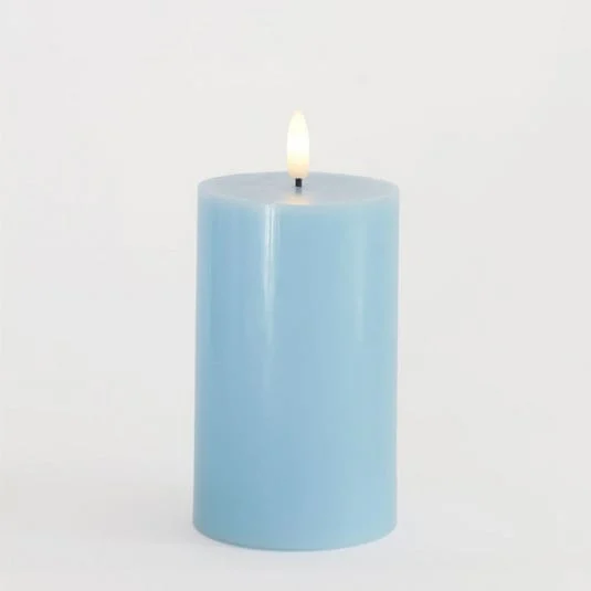 Vela LED Sille, azul, altura 13 cm, cera, funciona con pilas