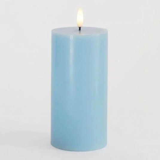 Vela LED Sille, azul, altura 15 cm, cera, funcionamiento con pilas