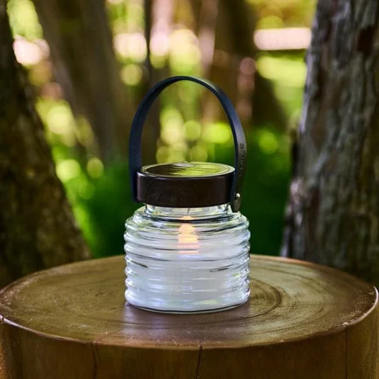 lámpara LED solar Aston Jar, altura 12 cm, negro/marrón, IP44