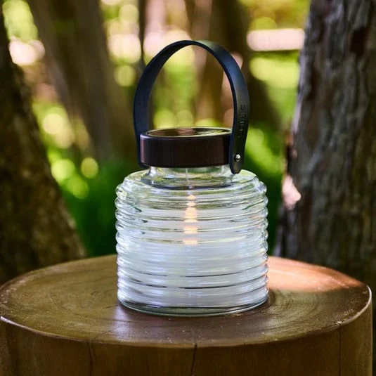 lámpara LED solar Aston Jar, altura 16 cm, negro/marrón, IP44
