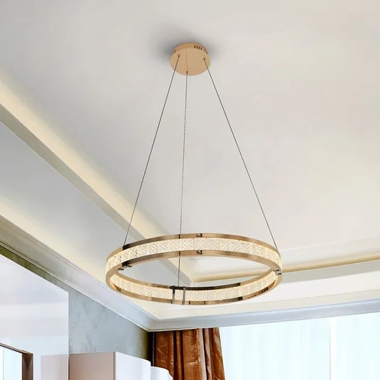 Lámpara colgante LED Lorian, color dorado, Ø 60 cm, metal
