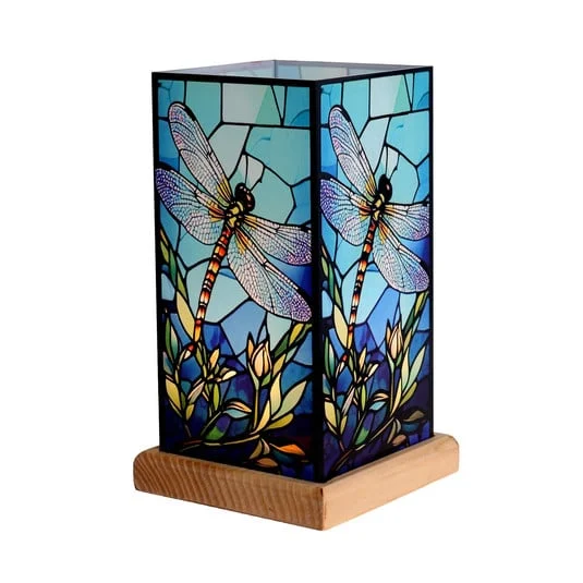 Lámpara de mesa LED Art Light Libelle, base de madera, acrílico, multicolor