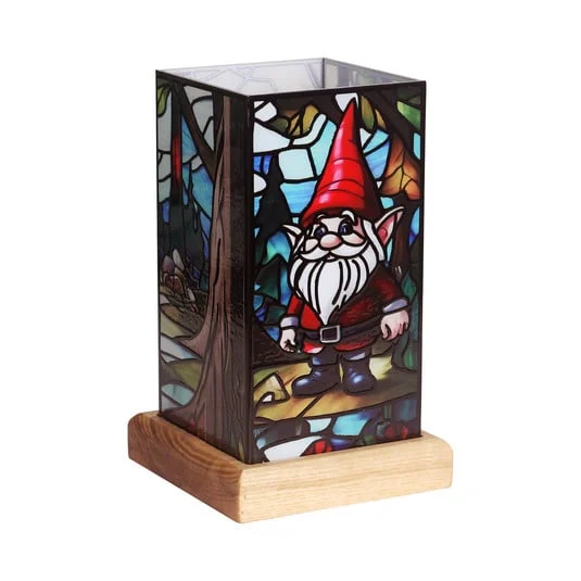 Lámpara de mesa LED Art Light Zwerg, base de madera, acrílico, multicolor