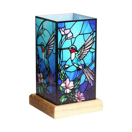 Lámpara de mesa LED Art Light Kolibri, base de madera, acrílico, multicolor