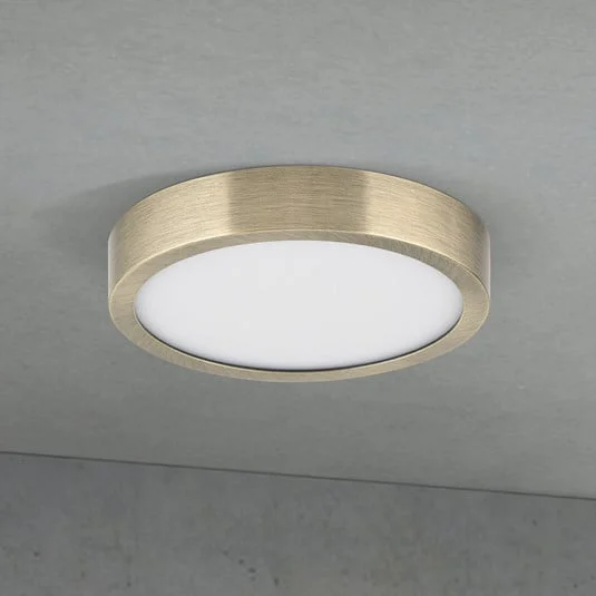 lámpara LED de techo Disc, color latón antiguo, Ø 14 cm, CCT