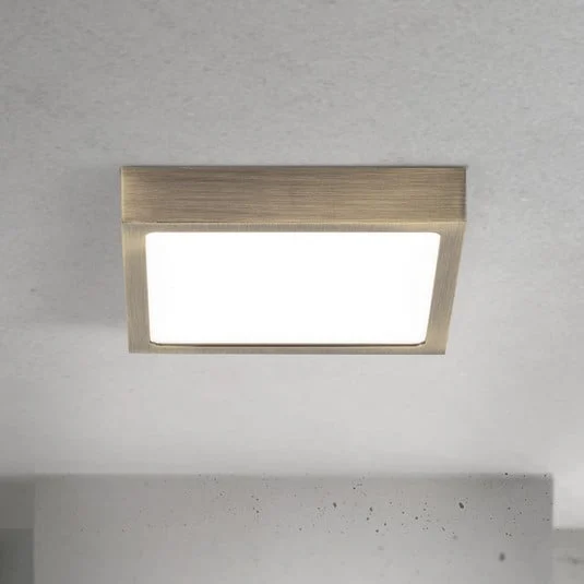 lámpara LED de techo Disc, color latón antiguo, longitud 14 cm, CCT