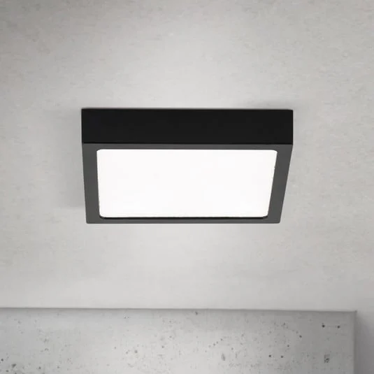 lámpara LED de techo Disc, negra, longitud 14 cm, CCT Metal