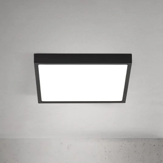 lámpara LED de techo Disc, negra, longitud 24 cm, CCT metal