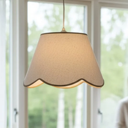 Lámpara colgante PR Home Nell, beige, Ø 35 cm, E27, tela