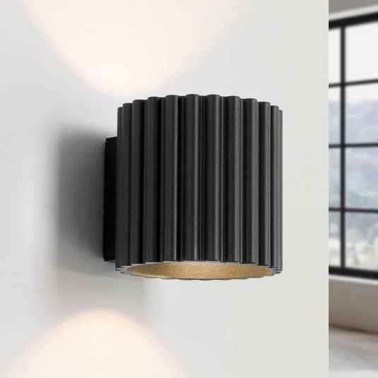 Aplique de pared RIBLA, negra, Ø 10 cm, metal, G9