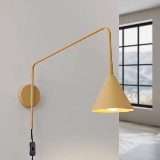 Aplique de pared LYS, dorado, Ø 14 cm, metal, enchufe, E14