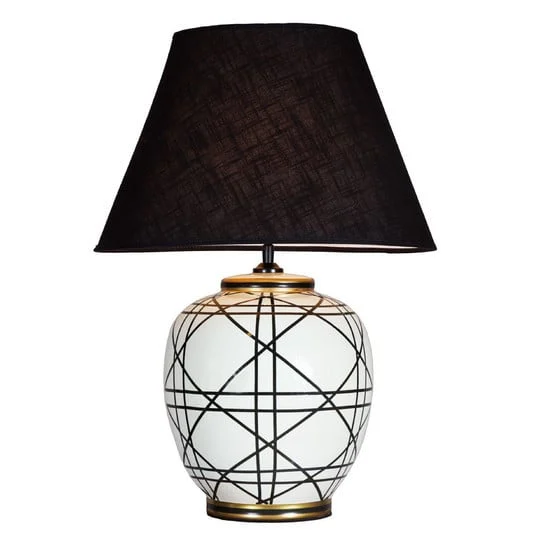 Lámpara de mesa PR Home New York, negra, altura 60 cm, cerámica