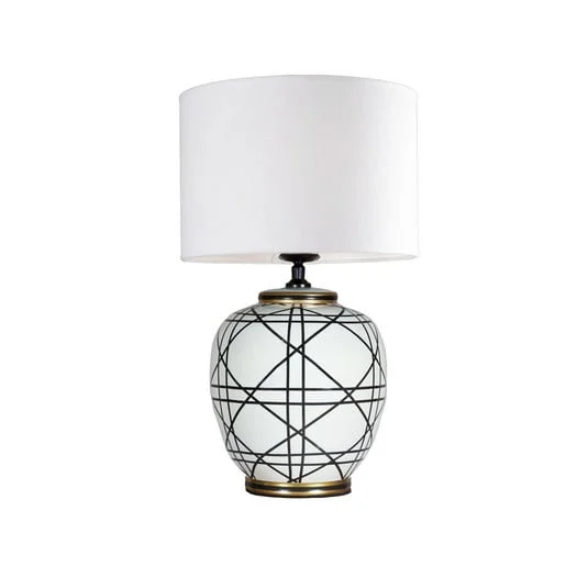 lámpara de mesa PR Home New York, blanca, altura 61 cm, cerámica
