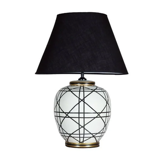 lámpara de mesa PR Home New York, negra, altura 63 cm, cerámica