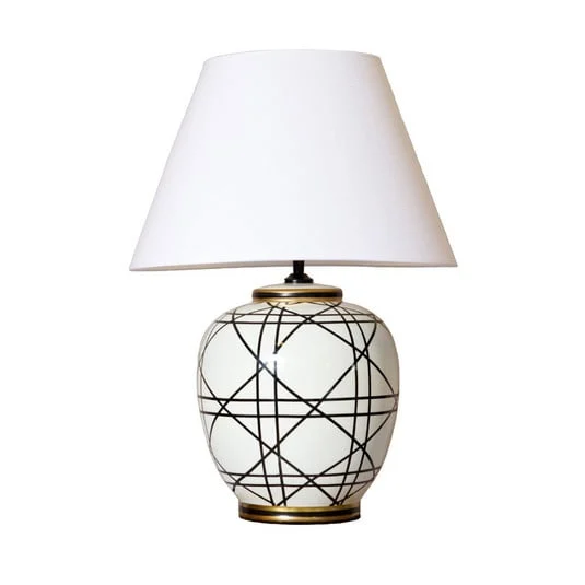 lámpara de mesa PR Home New York, blanca, altura 60 cm, cerámica