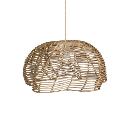 Lámpara colgante PR Home Mayla, color madera, ratán, Ø 43 cm