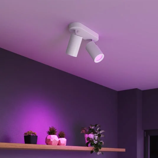 Foco empotrable Calex Smart blanco, longitud 22 cm, 2 luces GU10 LED RGBW