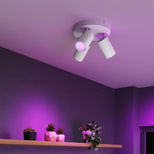 Downlight Calex Smart, blanco, Ø 21 cm, 3 luces, GU10-LED RGBW