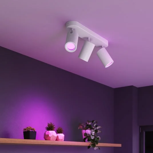 Foco empotrable Calex Smart blanco, longitud 37 cm, 3 luces GU10 LED RGBW