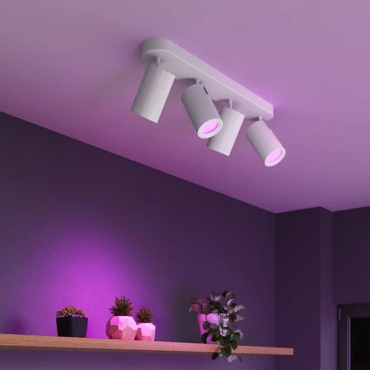 Foco empotrable Calex Smart blanco, longitud 49 cm, 4 luces GU10 LED RGBW