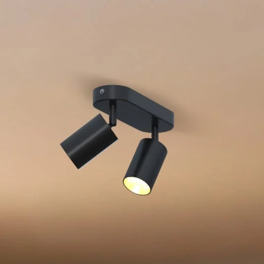 Downlight Calex GU10, negro, longitud 21 cm, 2 luces, metal