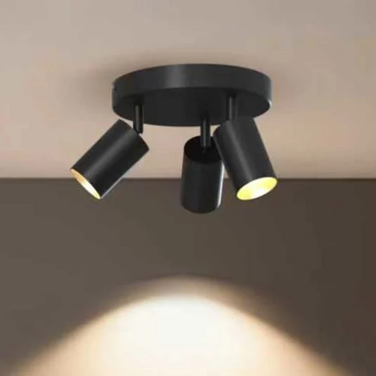 Downlight Calex GU10, negro, Ø 20 cm, 3 luces, metal