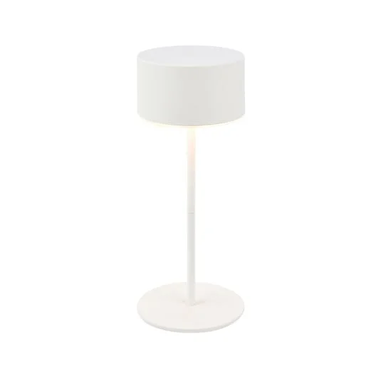 lámpara de mesa LED Kira, blanca, altura 19 cm, IP44, regulador táctil