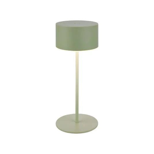 Lámpara de mesa LED recargable Kira, verde, altura 19 cm, IP44, regulador táctil