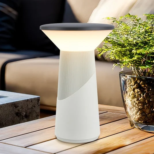 Lámpara de mesa LED recargable Pilia antracita/gris claro Altura 24 cm IP44