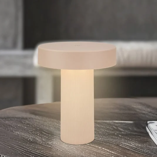 lámpara de mesa LED recargable Bito, beige/beige, altura 20 cm, IP44