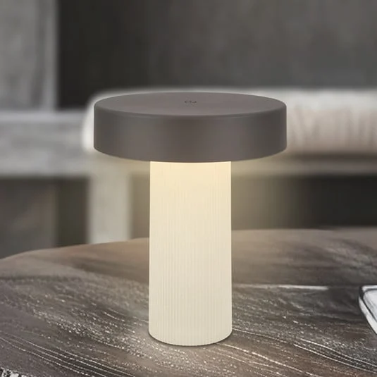 lámpara de mesa LED recargable Bito, antracita/blanco, altura 20 cm, IP44
