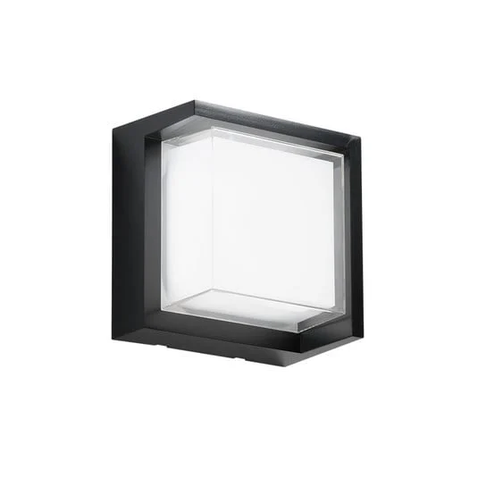 Aplique LED para exterior BLOCK, negro, 16 cm, plástico, CCT