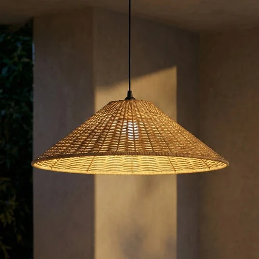 Lámpara colgante exterior Lucande Taniola, 1 luz, cónica, Ø 60 cm