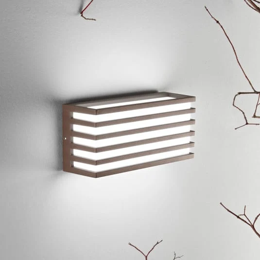 Aplique LED para exterior Dukrot, color bronce, ancho 22 cm, metal