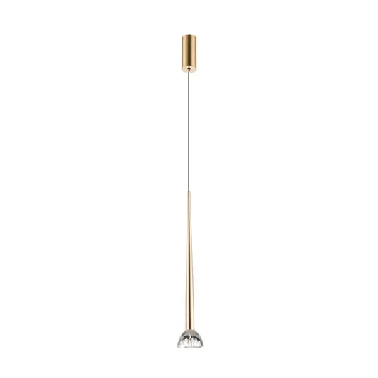 Lámpara colgante LED Rina, dorada/transparente, Ø 7 cm, metal/acrílico